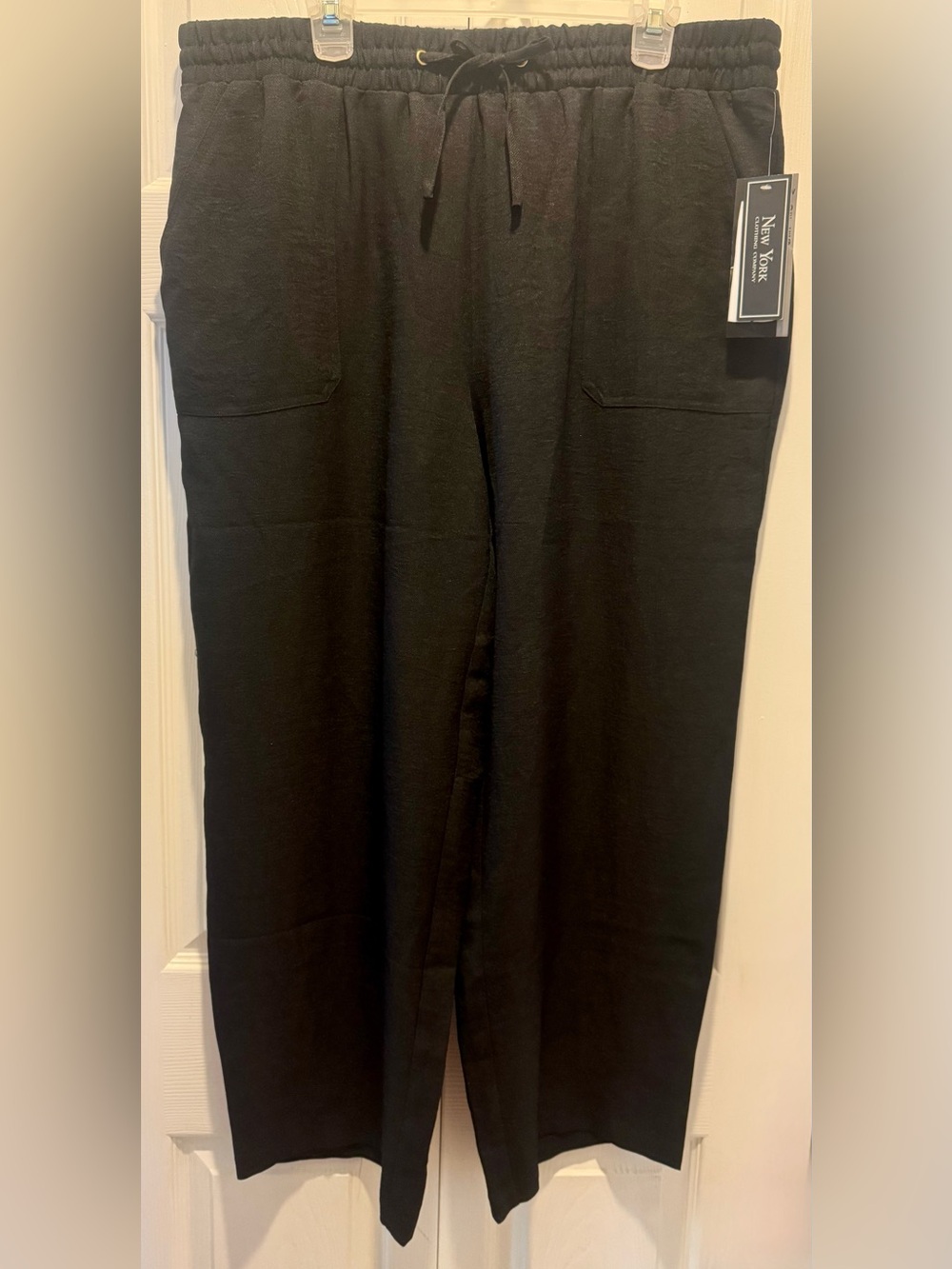 New York Clothing Company Women’s 100%poly wide leg pants Sz:2X black/drawstring